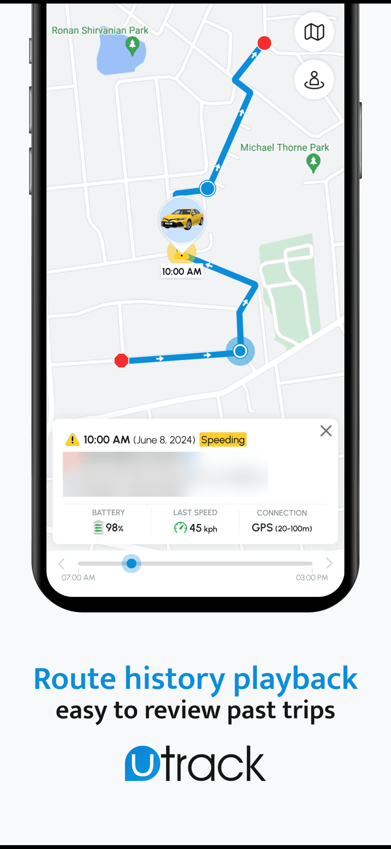 UTrack admin reports with device activation and cancellation charts and CSV download buttons